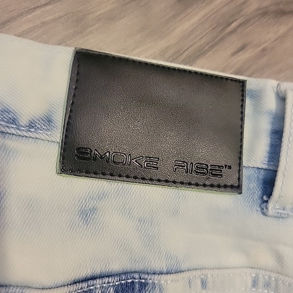 Smoke Rise Bermuda Shorts Mens 40  Blue hip hop Paint Splatter Distressed Denim - Picture 6 of 11